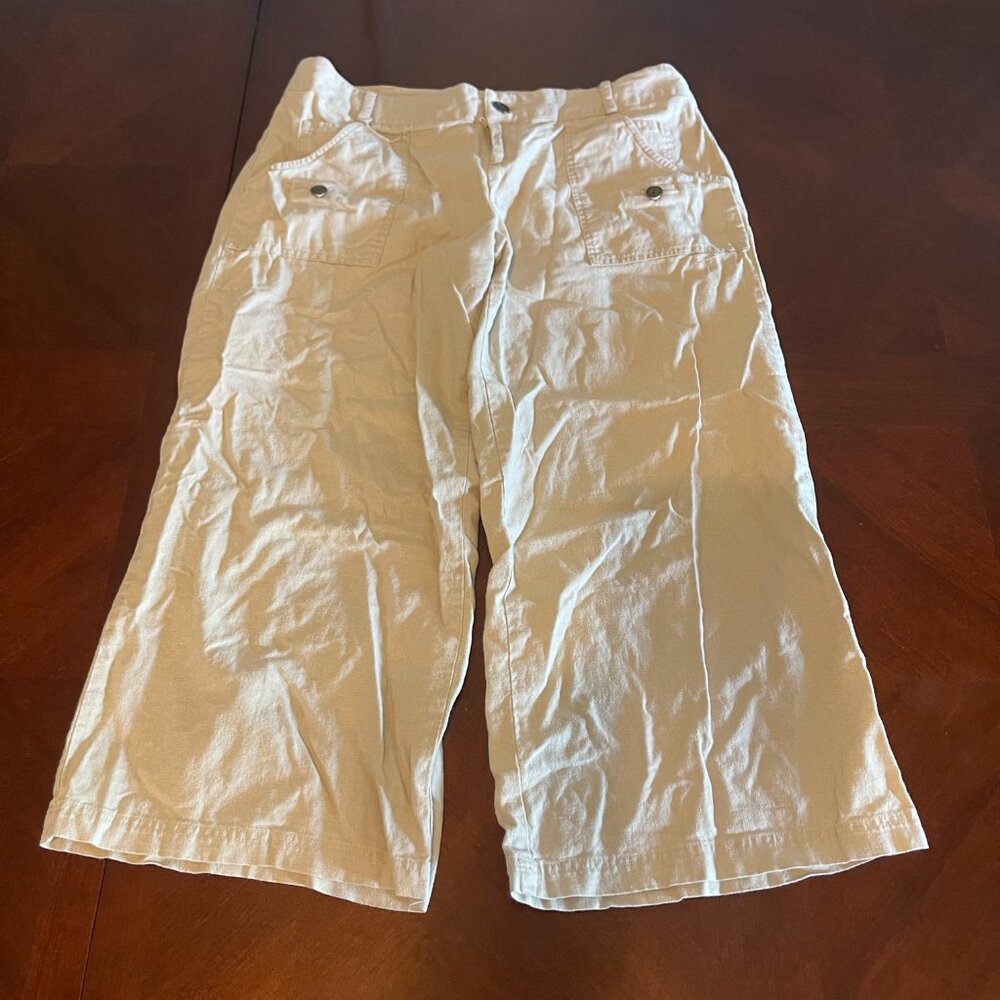 Speechless‎ Womens Wide Leg capri Sand Linen/Rayon Pants Size 7 cropped